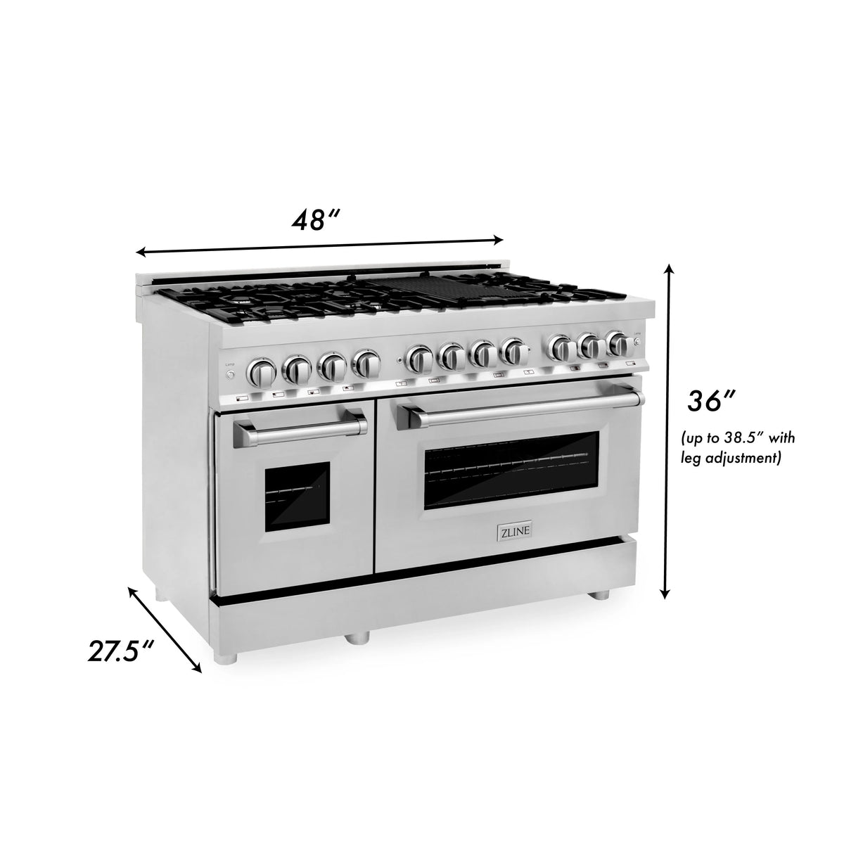 ZLINE - 48&quot; Professional Dual Fuel Range in Stainless Steel with Color Door Options (RA48)