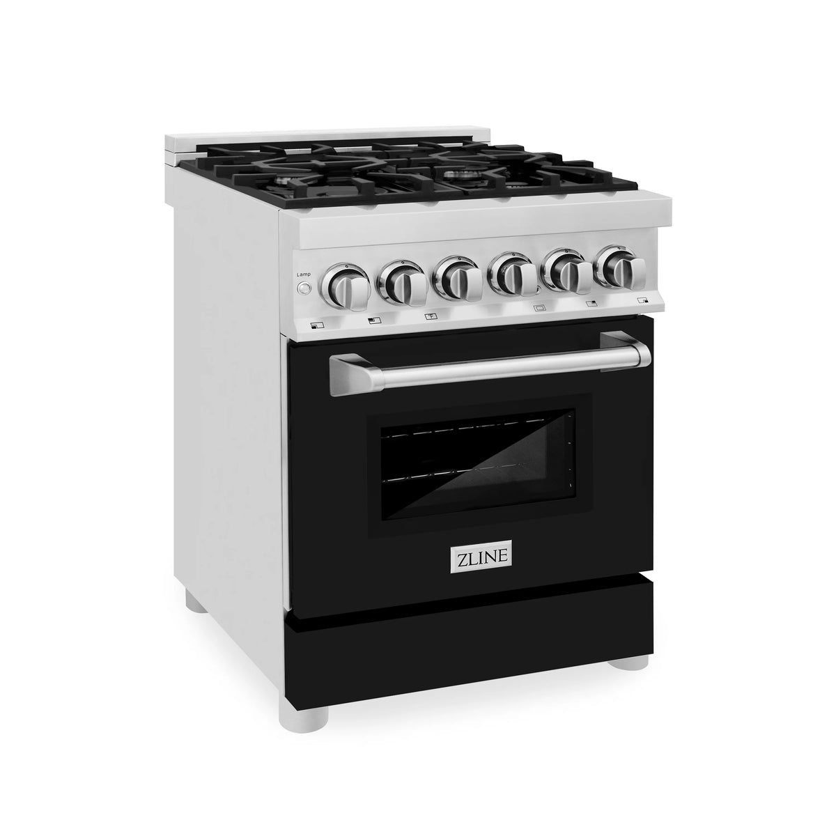 ZLINE - 24&quot; 2.8 cu. ft. Dual Fuel Range with Gas Stove and Electric Oven in Stainless Steel and Black Matte Door (RA-BLM-24)