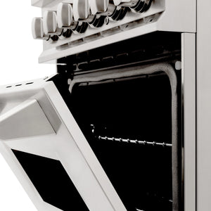 ZLINE 24" 2.8 cu. ft. Dual Fuel Range with Gas Stove and Electric Oven in Stainless Steel with Brass Burners (RA-BR-24)