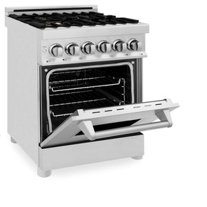 ZLINE 24" 2.8 cu. ft. Dual Fuel Range with Gas Stove and Electric Oven in Stainless Steel with Brass Burners (RA-BR-24)