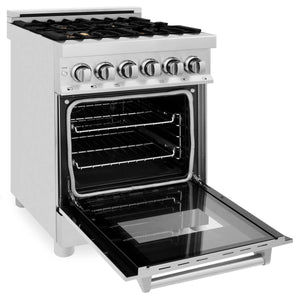ZLINE 24" 2.8 cu. ft. Dual Fuel Range with Gas Stove and Electric Oven in Stainless Steel with Brass Burners (RA-BR-24)
