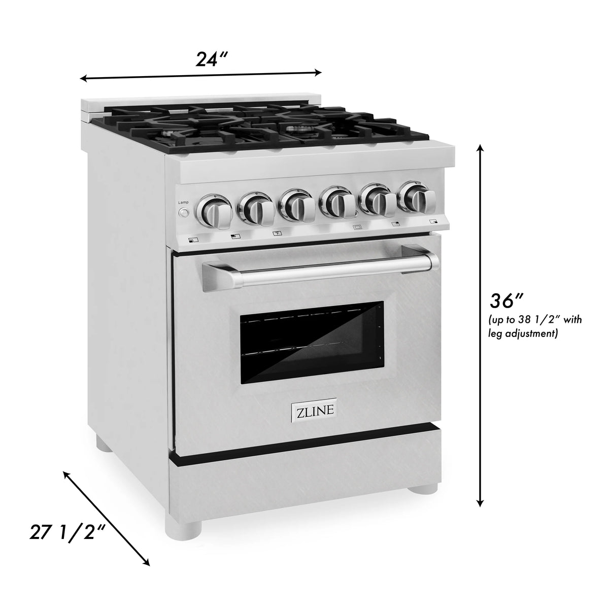 ZLINE - 24&quot; 2.8 cu. ft. Dual Fuel Range with Gas Stove and Electric Oven in Fingerprint Resistant Stainless Steel (RA-SN-24)