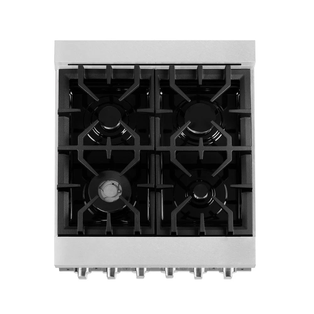 ZLINE - 24 in. 2.8 cu. ft. Legacy Dual Fuel Range with 4 Burner Gas Cooktop and Electric Convection Oven in Satin Stainless Steel