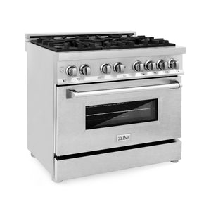 ZLINE 36" 4.6 cu. ft. Dual Fuel Range with Gas Stove and Electric Oven in Fingerprint Resistant Stainless Steel (RA-SN-36)