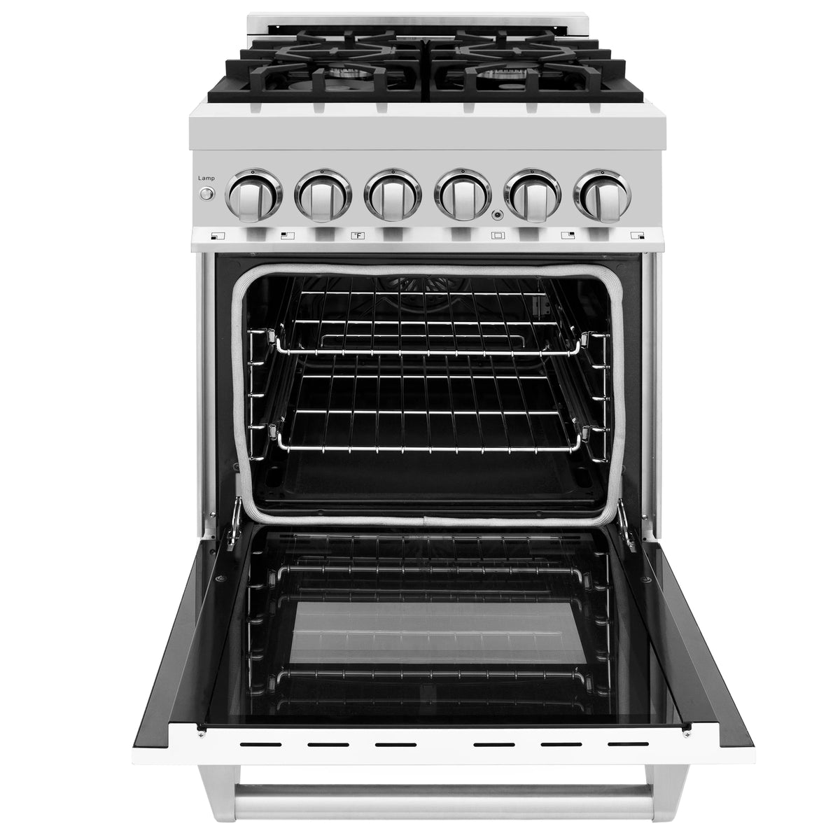 ZLINE - 24&quot; 2.8 cu. ft. Dual Fuel Range with Gas Stove and Electric Oven in Stainless Steel and White Matte Door (RA-WM-24)