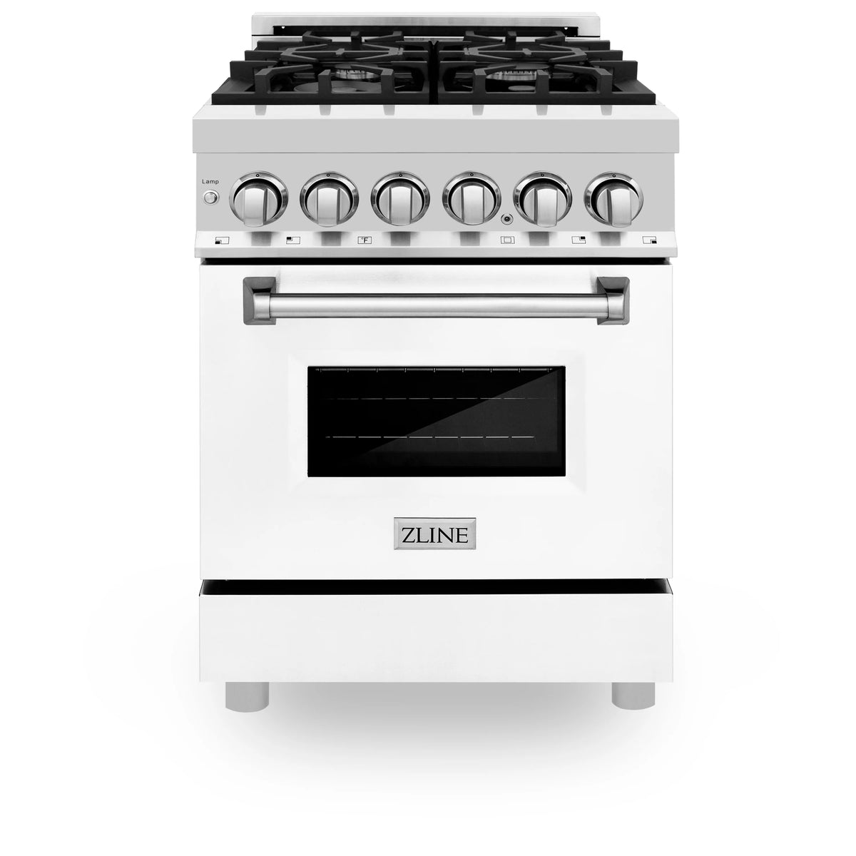 ZLINE - 24&quot; 2.8 cu. ft. Dual Fuel Range with Gas Stove and Electric Oven in Stainless Steel and White Matte Door (RA-WM-24)