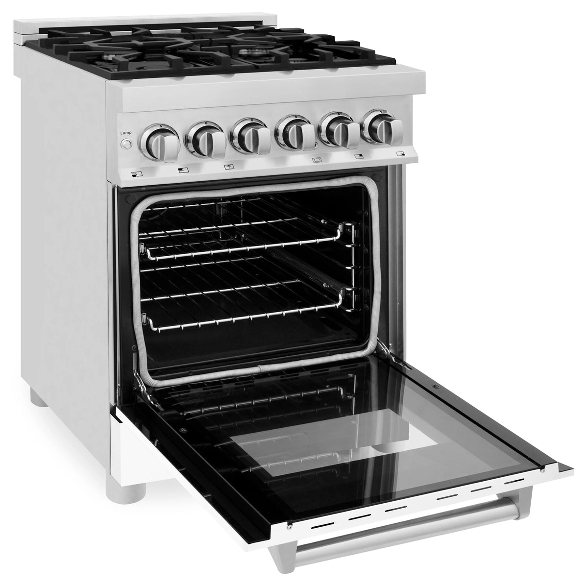 ZLINE - 24&quot; 2.8 cu. ft. Dual Fuel Range with Gas Stove and Electric Oven in Stainless Steel and White Matte Door (RA-WM-24)