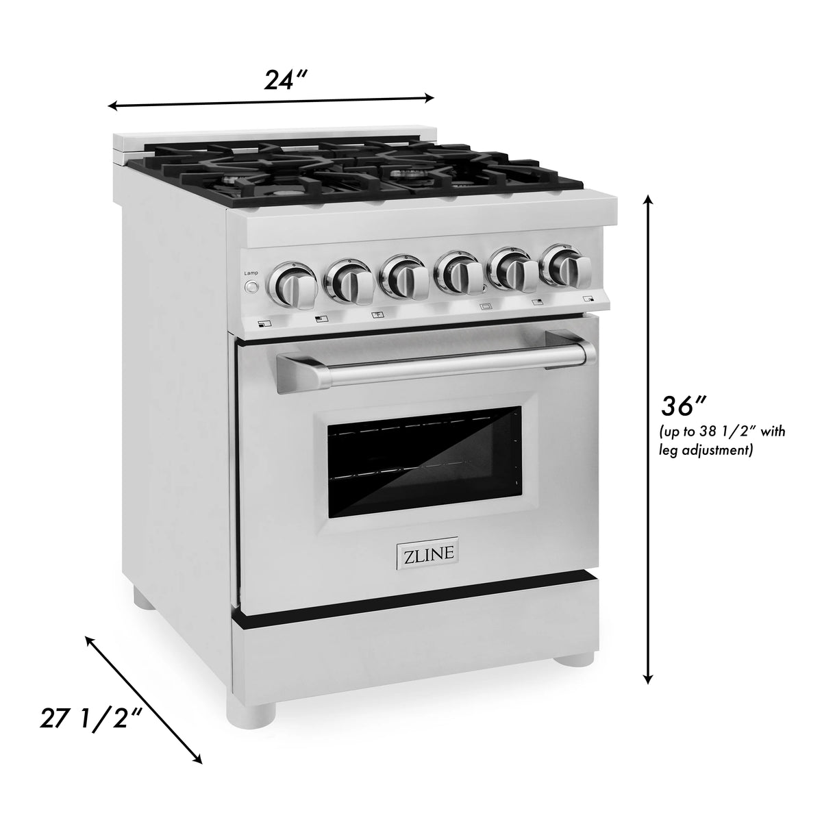ZLINE - 24&quot; 2.8 cu. ft. Dual Fuel Range with Gas Stove and Electric Oven in Stainless Steel (RA24)