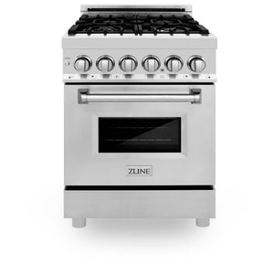 ZLINE 24" 2.8 cu. ft. Electric Oven and Gas Cooktop Dual Fuel Range with Griddle in Stainless Steel (RA-GR-24)