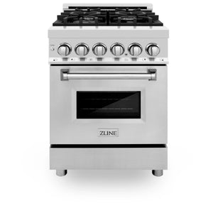 ZLINE 24" 2.8 cu. ft. Dual Fuel Range with Gas Stove and Electric Oven in Stainless Steel (RA24)