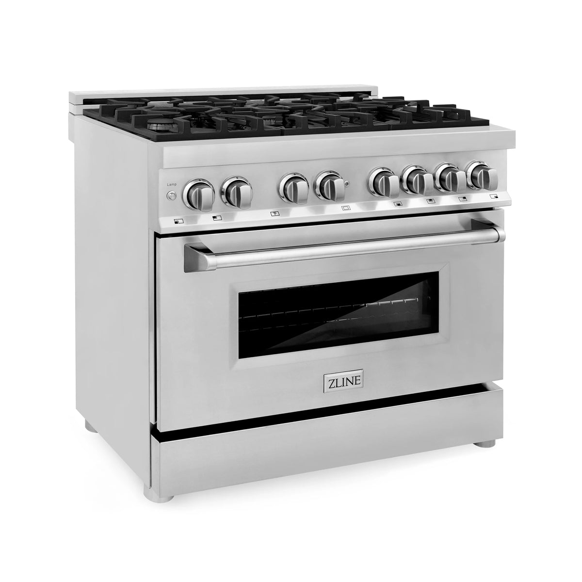 ZLINE - 36&quot; 4.6 cu. ft. Dual Fuel Range with Gas Stove and Electric Oven in Stainless Steel (RA36)