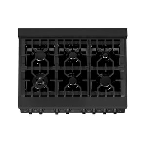 ZLINE - 36 in. 4.6 cu. ft. Legacy Dual Fuel Range with 6 Burner Gas Cooktop and Electric Convection Oven in Black Stainless Steel (RAB-36)
