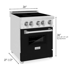 ZLINE 24" 2.8 cu. ft. Induction Range with a 3 Element Stove and Electric Oven in Black Matte (RAIND-BLM-24)