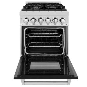 ZLINE 24" 2.8 cu. ft. Dual Fuel Range with Gas Stove and Electric Oven in Fingerprint Resistant Stainless Steel and Black Matte Door (RAS-BLM-24)