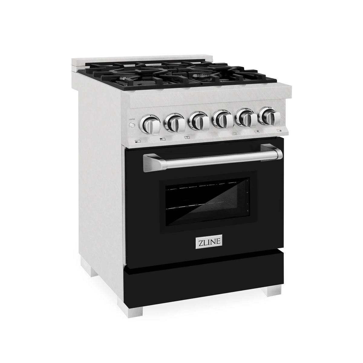ZLINE - 24&quot; 2.8 cu. ft. Dual Fuel Range with Gas Stove and Electric Oven in Fingerprint Resistant Stainless Steel and Black Matte Door (RAS-BLM-24)
