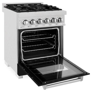ZLINE 24" 2.8 cu. ft. Dual Fuel Range with Gas Stove and Electric Oven in Fingerprint Resistant Stainless Steel and Black Matte Door (RAS-BLM-24)