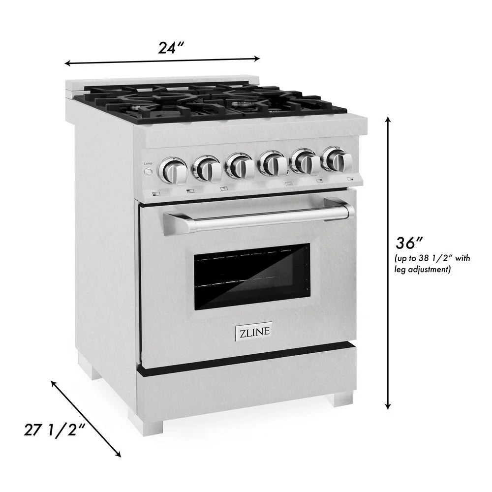 ZLINE - 24 in. 2.8 cu. ft. Legacy Dual Fuel Range with 4 Burner Gas Cooktop and Electric Convection Oven in Satin Stainless Steel