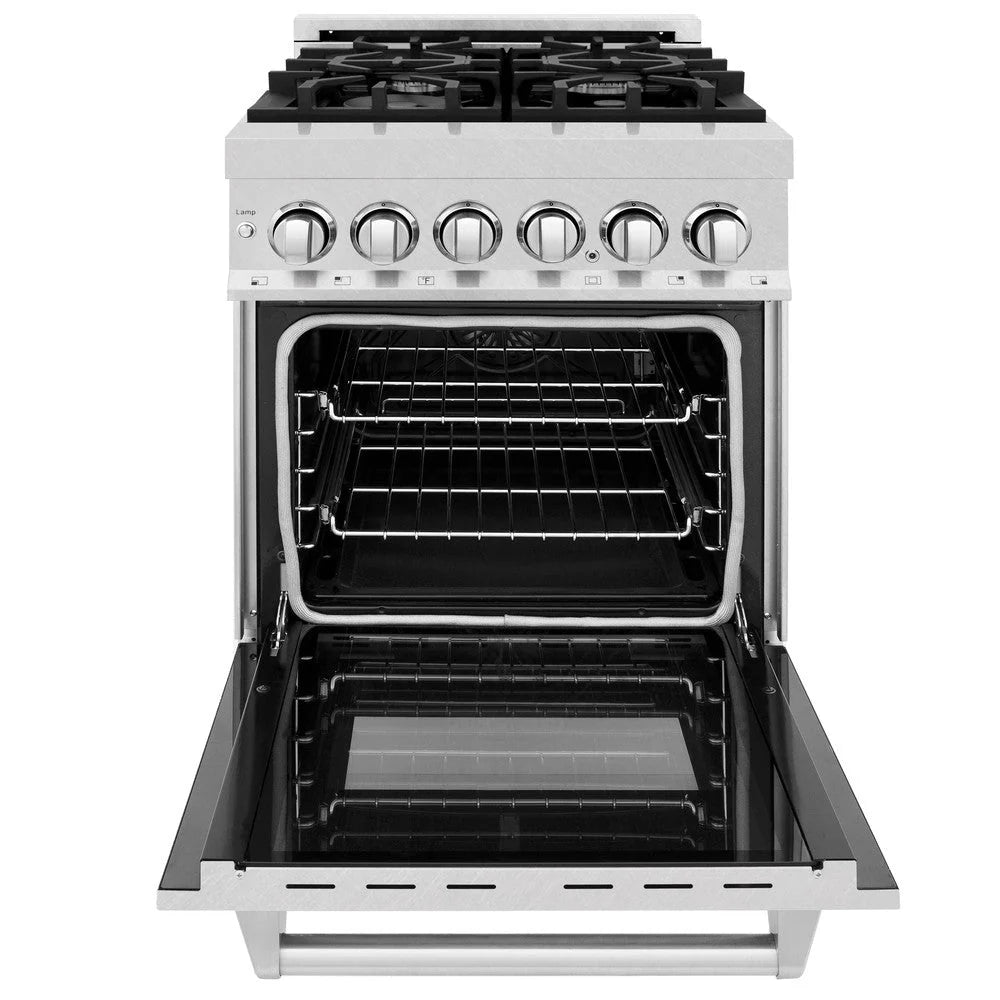ZLINE - 24 in. 2.8 cu. ft. Legacy Dual Fuel Range with 4 Burner Gas Cooktop and Electric Convection Oven in Satin Stainless Steel