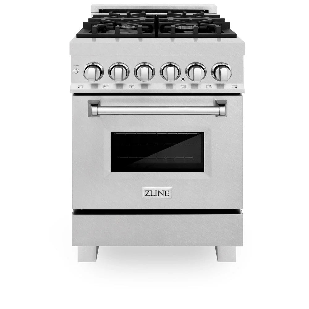 ZLINE - 24 in. 2.8 cu. ft. Legacy Dual Fuel Range with 4 Burner Gas Cooktop and Electric Convection Oven in Satin Stainless Steel