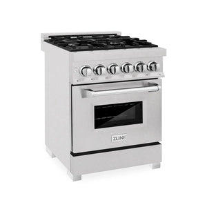 ZLINE - 24 in. 2.8 cu. ft. Legacy Dual Fuel Range with 4 Burner Gas Cooktop and Electric Convection Oven in Satin Stainless Steel