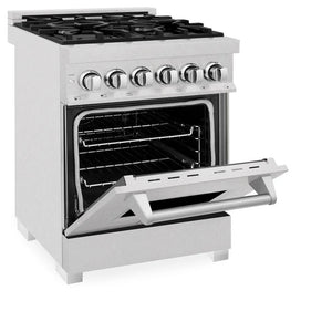 ZLINE - 24 in. 2.8 cu. ft. Legacy Dual Fuel Range with 4 Burner Gas Cooktop and Electric Convection Oven in Satin Stainless Steel