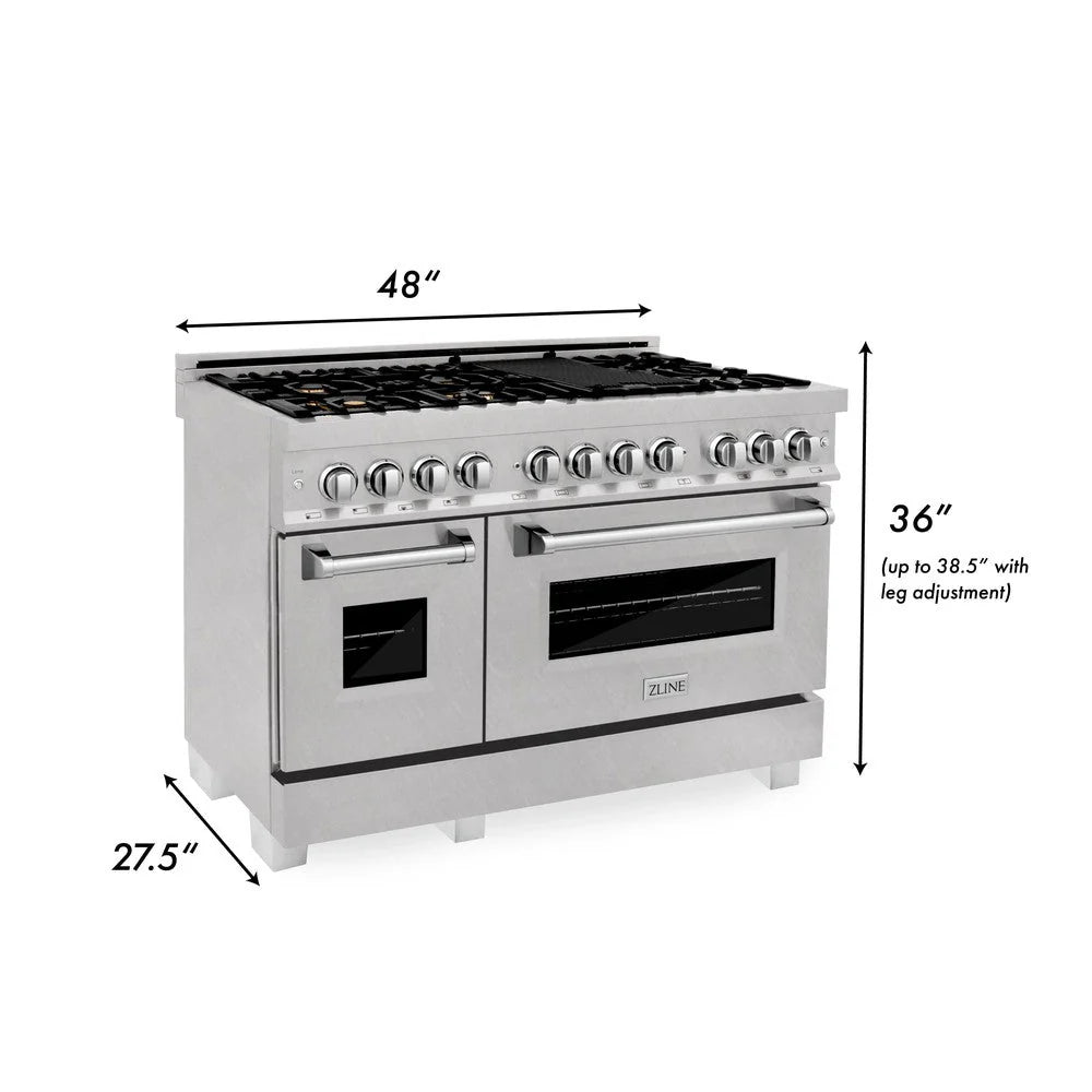 ZLINE - 48 in. 6.0 cu. ft. Legacy Dual Fuel Range with Gas Cooktop and 2 Electric Ovens in Satin Stainless Steel with 6 Brass Burners
