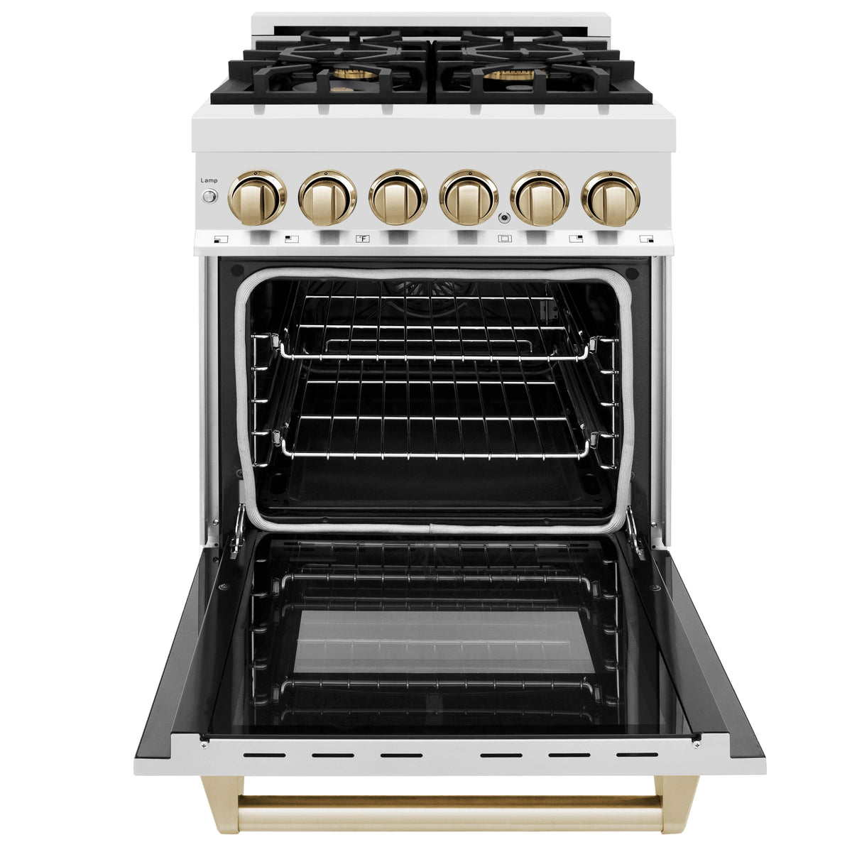 ZLINE - Autograph Edition 24&quot; 2.8 cu. ft. Dual Fuel Range with Gas Stove and Electric Oven in Stainless Steel with Gold Accents (RAZ-24-G)