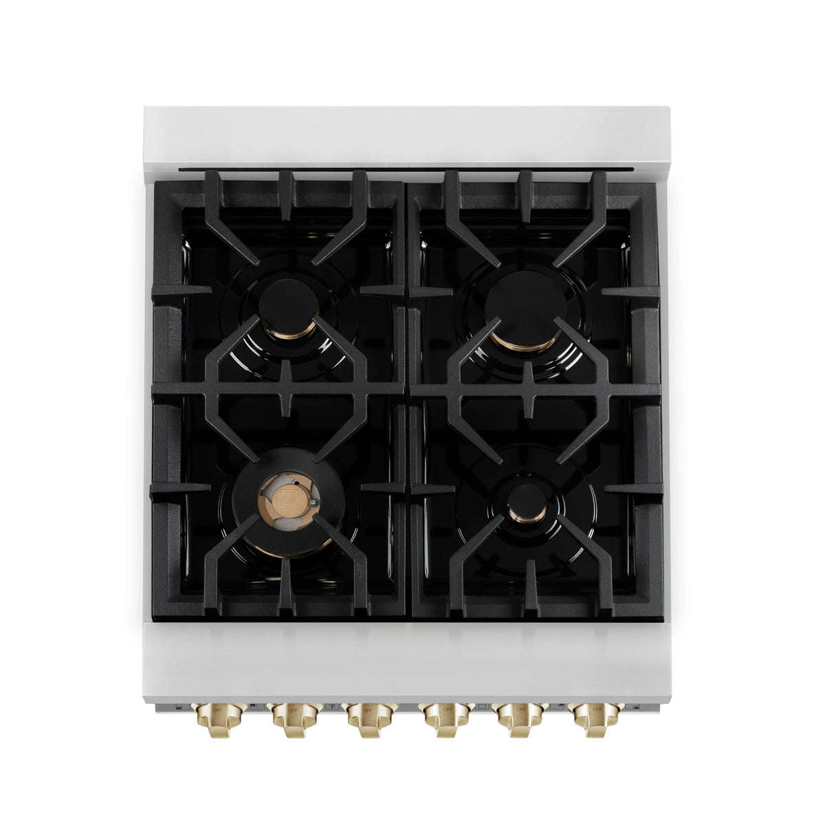 ZLINE - Autograph Edition 24&quot; 2.8 cu. ft. Dual Fuel Range with Gas Stove and Electric Oven in Stainless Steel with Gold Accents (RAZ-24-G)