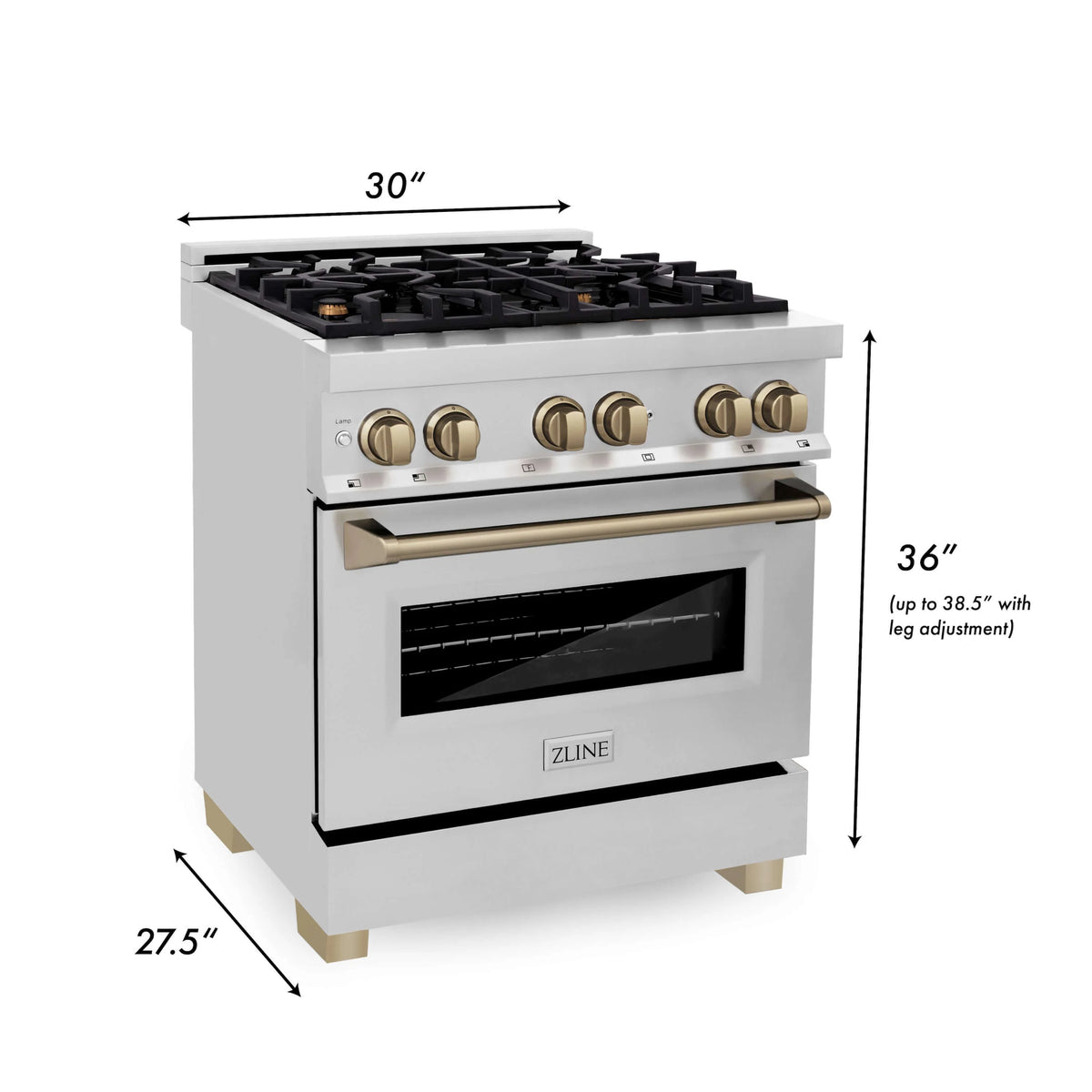 ZLINE - 30&quot; Autograph Edition Kitchen Package with Stainless Steel Dual Fuel Range and Range Hood with Champagne Bronze Accents