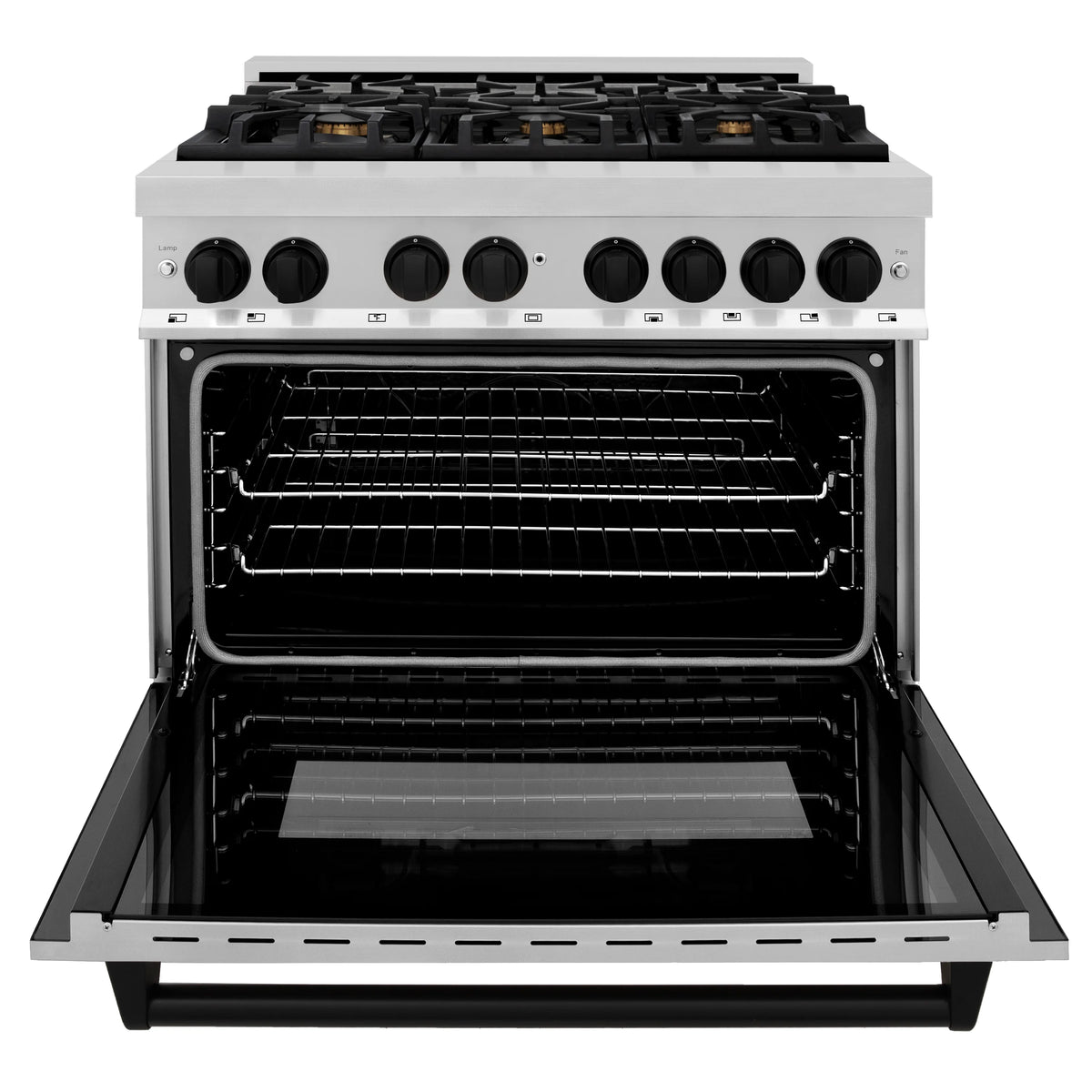 ZLINE - Autograph Edition 36&quot; 4.6 cu. ft. Dual Fuel Range with Gas Stove and Electric Oven in Stainless Steel (RAZ-36-MB)