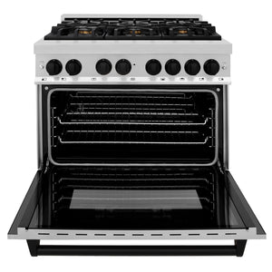ZLINE Autograph Edition 36" 4.6 cu. ft. Dual Fuel Range with Gas Stove and Electric Oven in Stainless Steel (RAZ-36-MB))