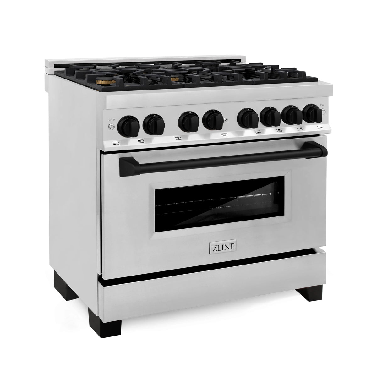 ZLINE - Autograph Edition 36&quot; 4.6 cu. ft. Dual Fuel Range with Gas Stove and Electric Oven in Stainless Steel (RAZ-36-MB)
