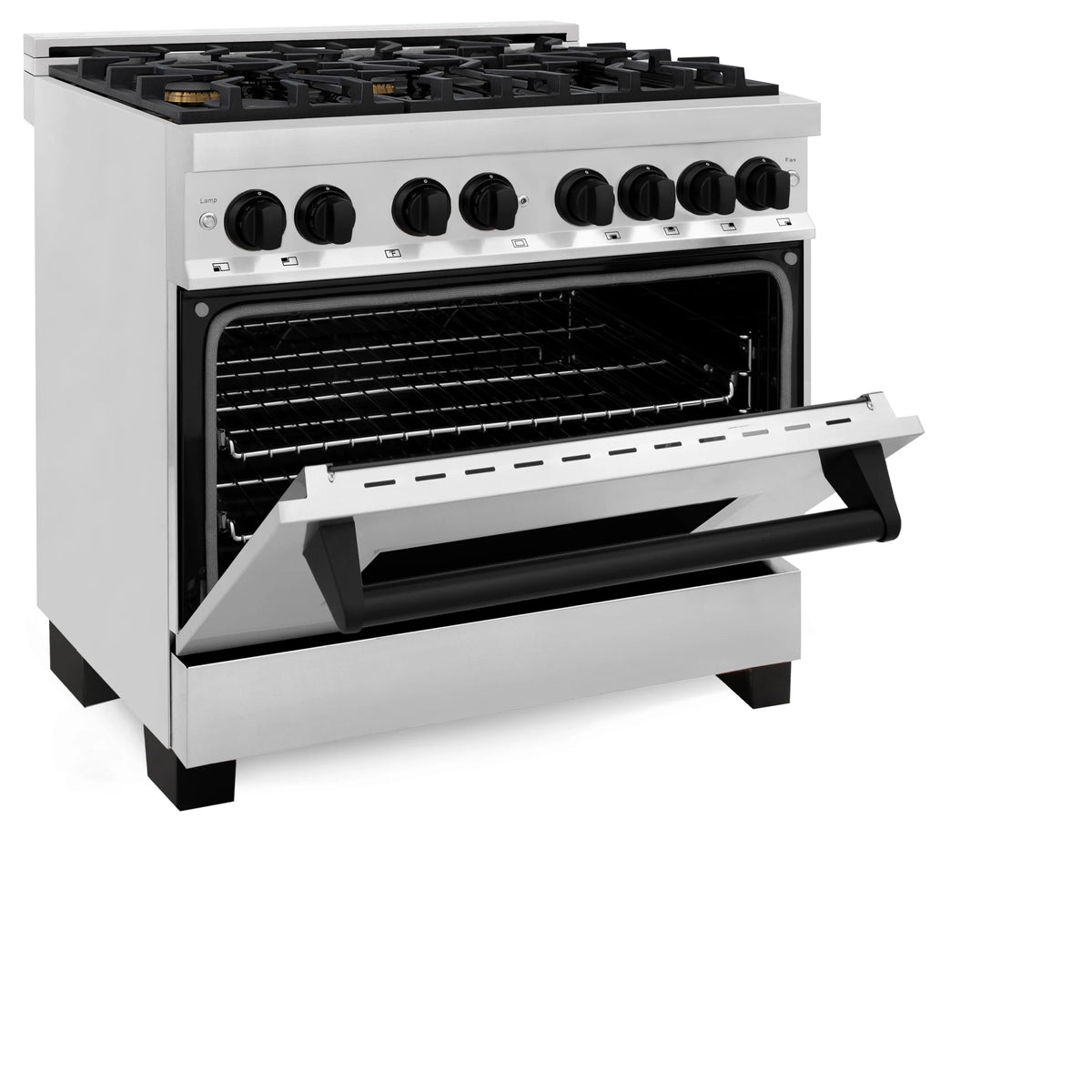 ZLINE - Autograph Edition 36&quot; 4.6 cu. ft. Dual Fuel Range with Gas Stove and Electric Oven in Stainless Steel (RAZ-36-MB)