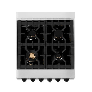ZLINE - Autograph Edition 24 in. 2.8 cu. ft. Legacy Dual Fuel Range with 4 Burner Gas Cooktop and Electric Convection Oven in Stainless Steel with White Matte Door and Matte Black Accents