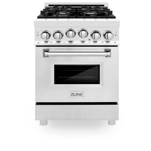 ZLINE 24" 2.8 cu. ft. Gas Oven and Gas Cooktop Range with Griddle in Stainless Steel (RG-GR-24)