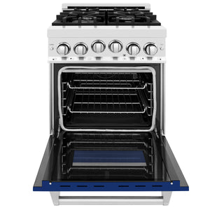 ZLINE 24" 2.8 cu. ft. Range with Gas Stove and Gas Oven in Stainless Steel and Blue Gloss Door (RG-BG-24)