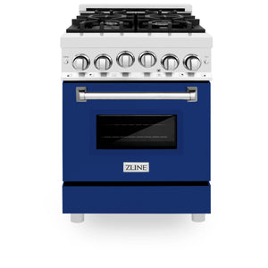 ZLINE 24" 2.8 cu. ft. Range with Gas Stove and Gas Oven in Stainless Steel and Blue Gloss Door (RG-BG-24)