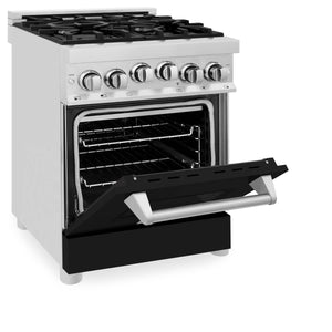 ZLINE 24" 2.8 cu. ft. Range with Gas Stove and Gas Oven in Stainless Steel and Black Matte Door (RG-BLM-24)