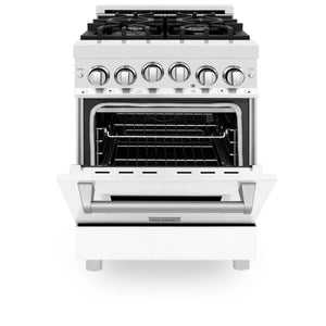 ZLINE 24" 2.8 cu. ft. Range with Gas Stove and Gas Oven in Stainless Steel and White Matte Door (RG-WM-24)