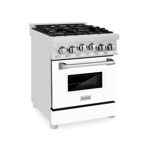 ZLINE 24" 2.8 cu. ft. Range with Gas Stove and Gas Oven in Stainless Steel and White Matte Door (RG-WM-24)
