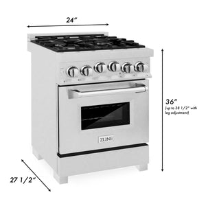ZLINE 24" 2.8 cu. ft. Range with Gas Stove and Gas Oven in Fingerprint Resistant Stainless Steel (RGS-SN-24)