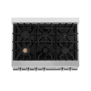 ZLINE - 36 in. Legacy Gas Rangetop with 6 Brass Burners and Porcelain Cooktop in Stainless Steel (RT-BR-36)