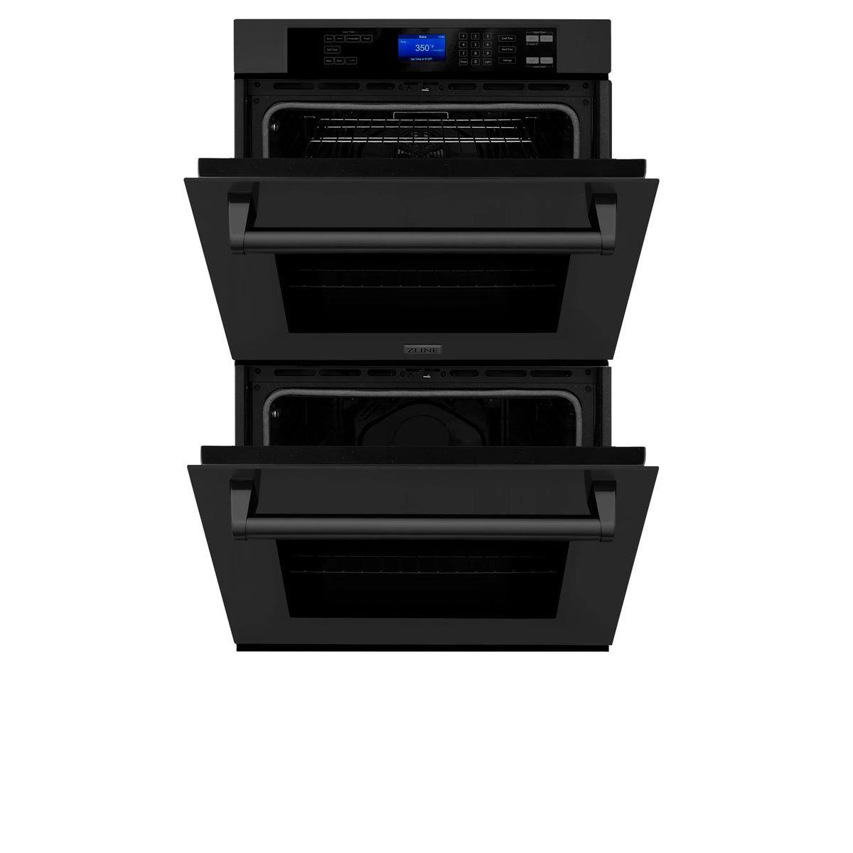ZLINE - Kitchen Package with Black Stainless Steel Refrigeration, 48&quot; Rangetop, 48&quot; Range Hood, 30&quot; Double Wall Oven, and 24&quot; Tall Tub Dishwasher