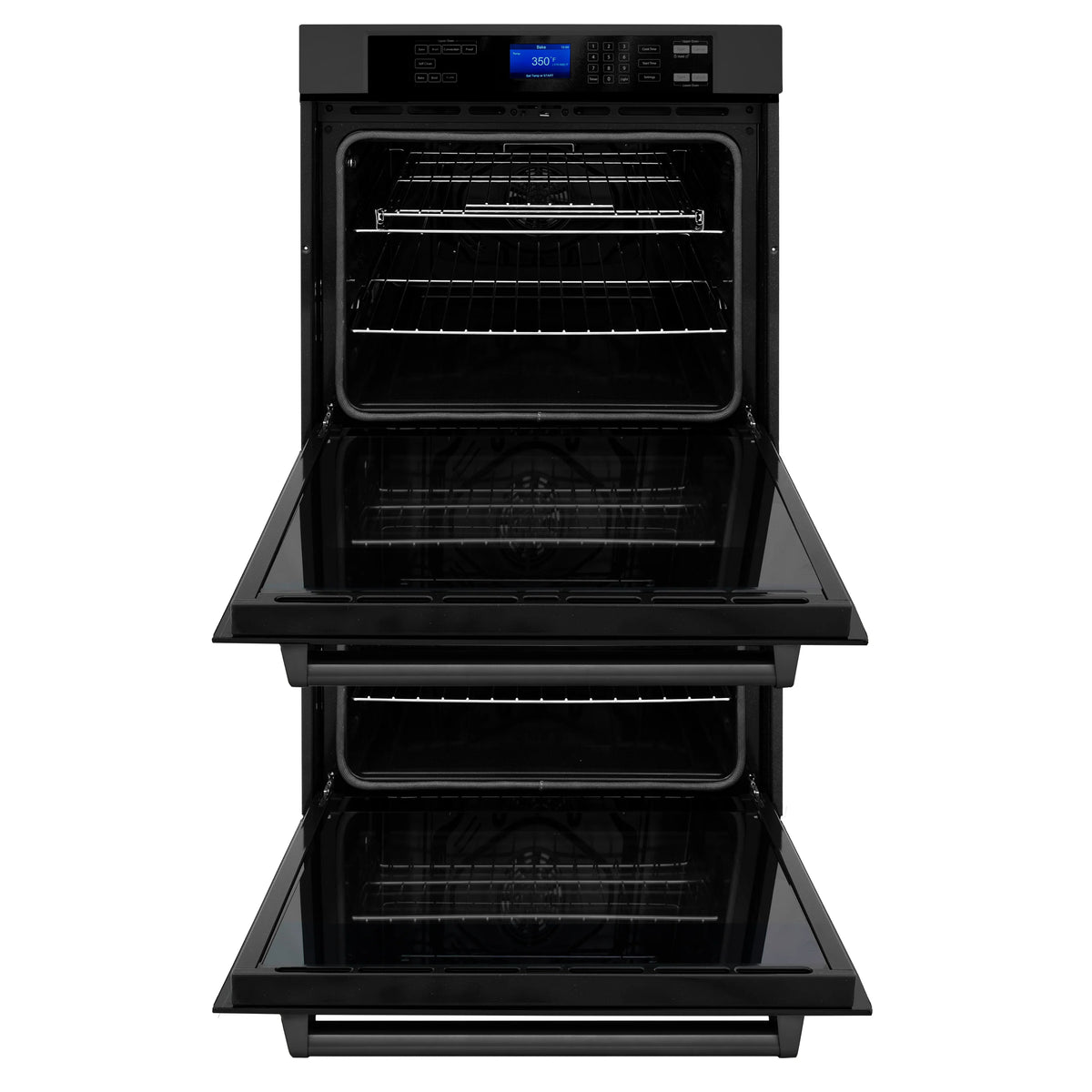 ZLINE - Kitchen Package with Black Stainless Steel Refrigeration, 48&quot; Rangetop, 48&quot; Range Hood, 30&quot; Double Wall Oven, and 24&quot; Tall Tub Dishwasher