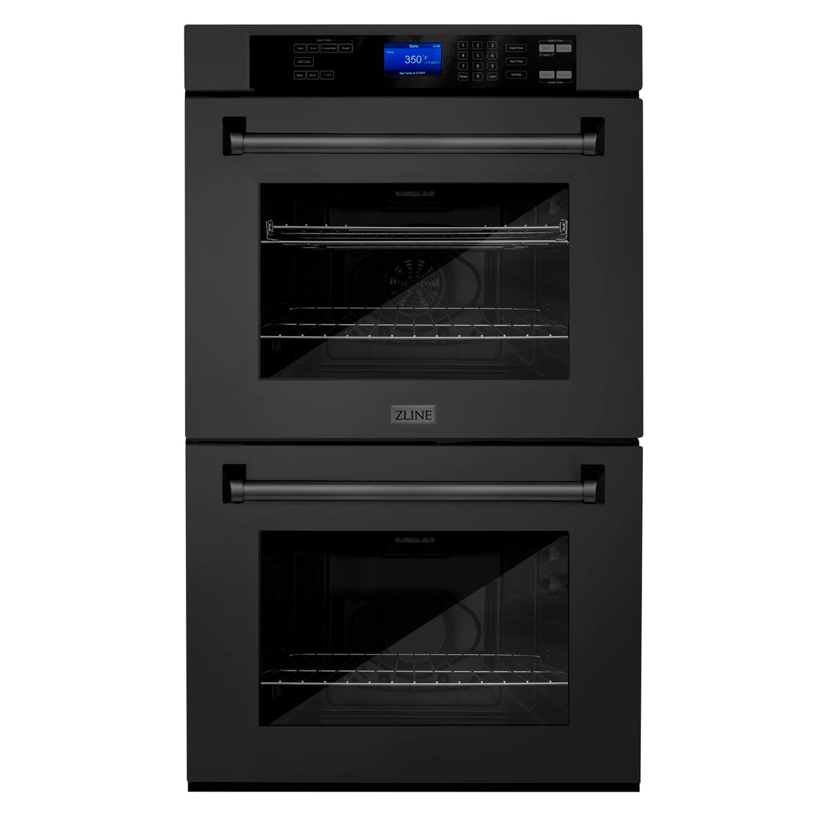 ZLINE - Kitchen Package with Black Stainless Steel Refrigeration, 48&quot; Rangetop, 48&quot; Range Hood, 30&quot; Double Wall Oven, and 24&quot; Tall Tub Dishwasher