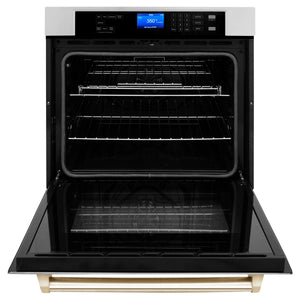 ZLINE 30" Autograph Edition Single Wall Oven with Self Clean and True Convection in Stainless Steel and Gold (AWSZ-30-G)