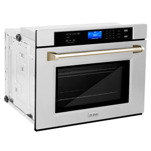ZLINE 30" Autograph Edition Single Wall Oven with Self Clean and True Convection in Stainless Steel and Gold (AWSZ-30-G)