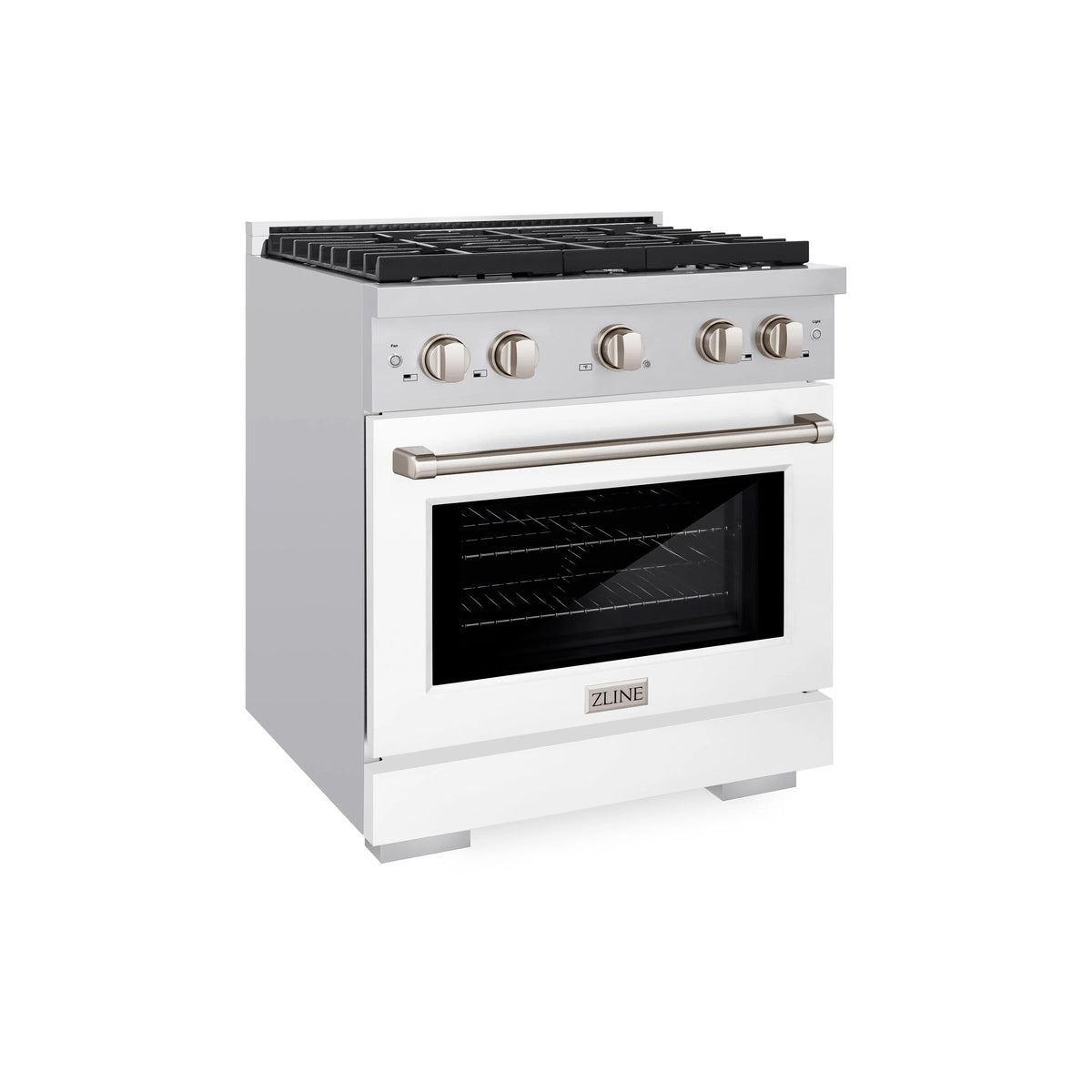 ZLINE - 30 in. 4.2 cu. ft. Paramount Dual Fuel Range with 4 Burner Gas Cooktop and Electric Convection Oven in Stainless Steel with White Matte Door