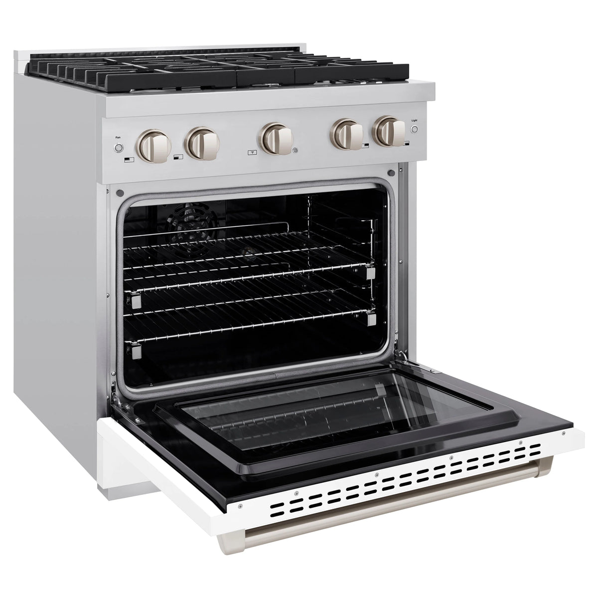 ZLINE - 30 in. 4.2 cu. ft. Paramount Dual Fuel Range with 4 Burner Gas Cooktop and Electric Convection Oven in Stainless Steel with White Matte Door