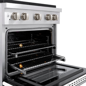 ZLINE - 30 in. 4.2 cu. ft. Paramount Dual Fuel Range with 4 Burner Gas Cooktop and Electric Convection Oven in Stainless Steel with White Matte Door